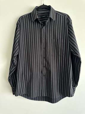 Gucci Men's Striped Button-Down Dress Shirt Black 16.5 33-34 (Size Large)